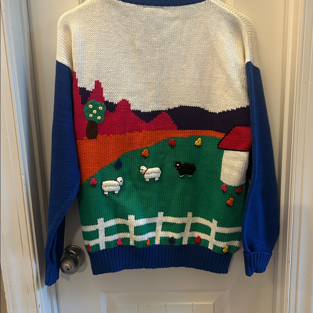 Claver Vintage  Colorful Farm Scene Cardigan - Picture 7 of 8